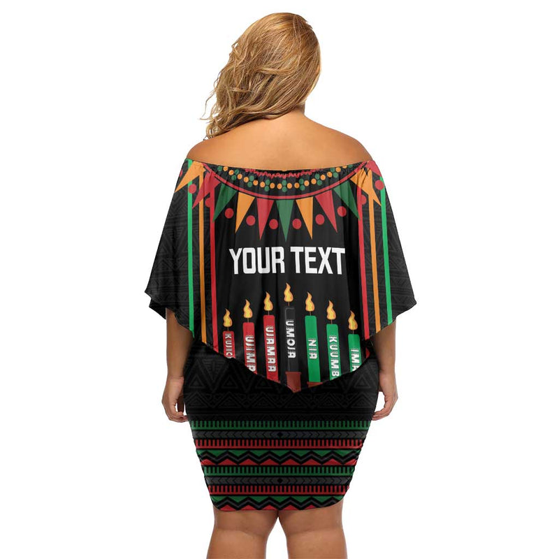 African-american Kwanzaa Kinara Candles African Pattern Off Shoulder Short Dress