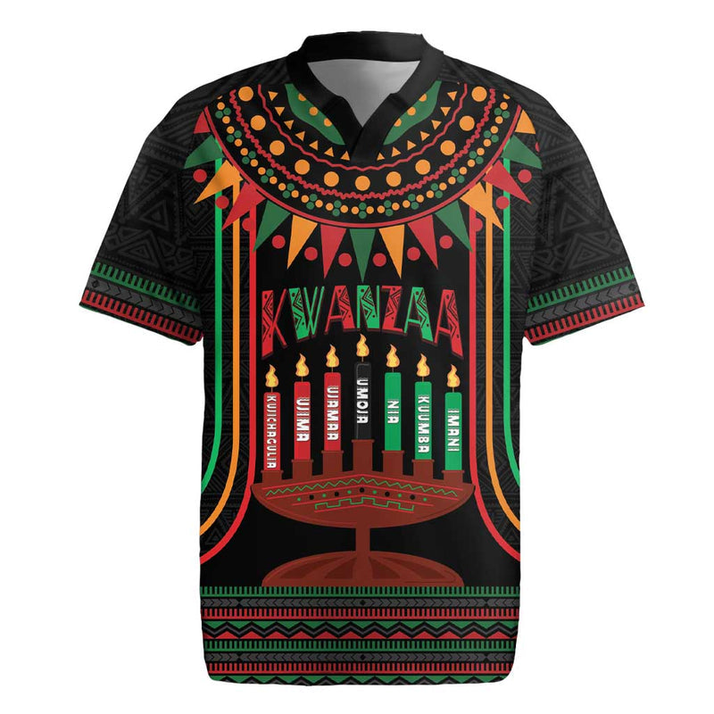 African-american Kwanzaa Kinara Candles African Pattern Rugby Jersey
