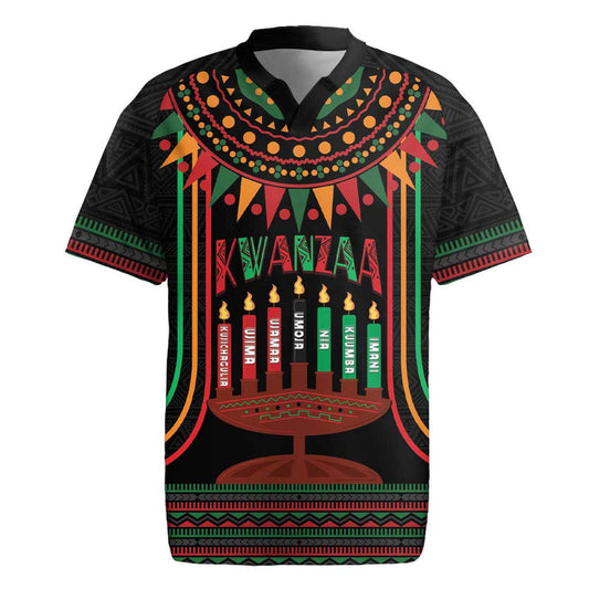 African-american Kwanzaa Kinara Candles African Pattern Rugby Jersey
