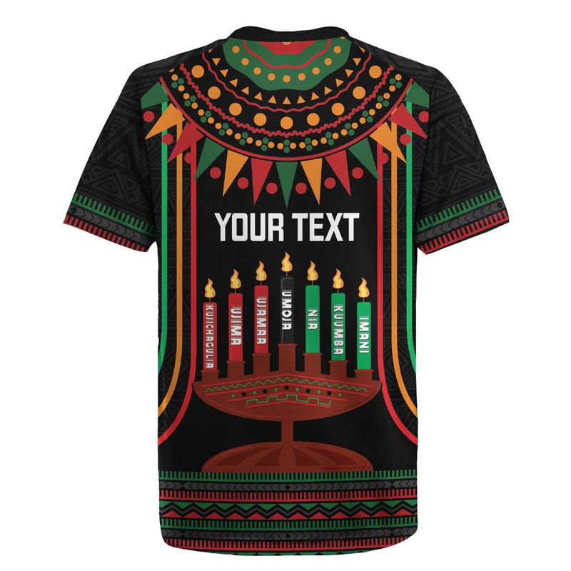 African-american Kwanzaa Kinara Candles African Pattern Rugby Jersey