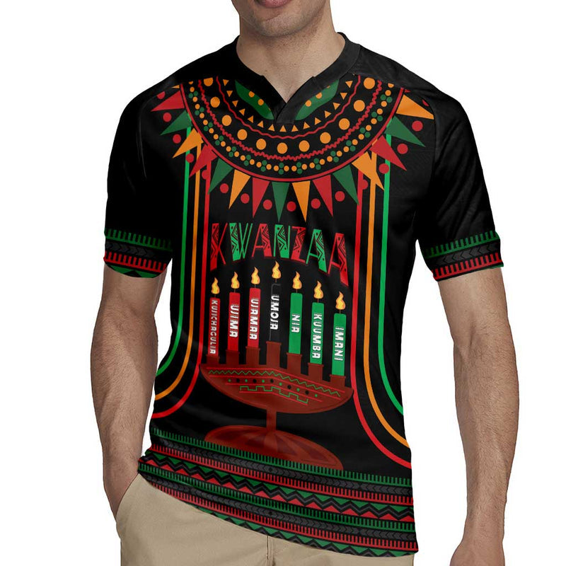 African-american Kwanzaa Kinara Candles African Pattern Rugby Jersey