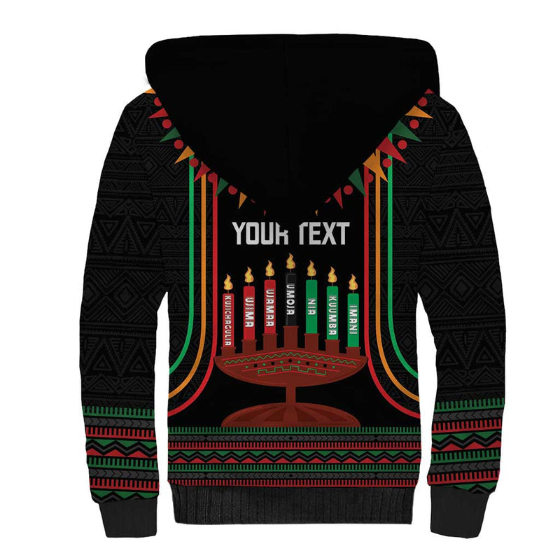 African-American Kwanzaa Kinara Candles African Pattern Sherpa Hoodie