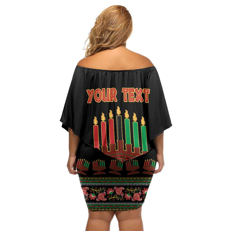 African-american Kwanzaa Dashiki Mix Paisley Pattern Off Shoulder Short Dress