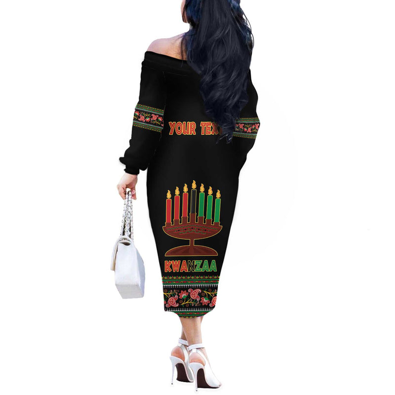 African-american Kwanzaa Dashiki Mix Paisley Pattern Off The Shoulder Long Sleeve Dress
