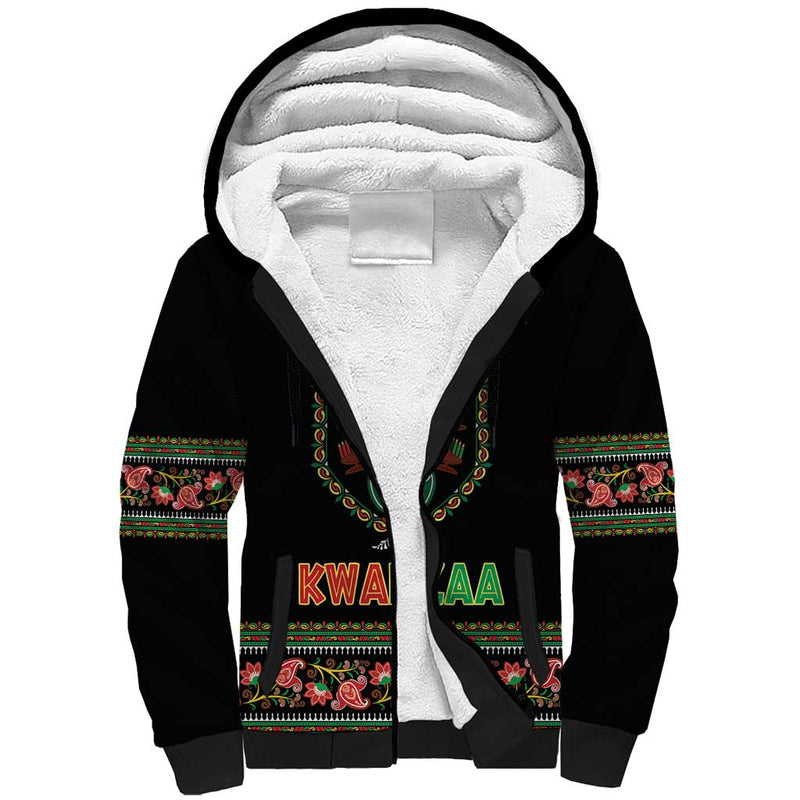 African-American Kwanzaa Dashiki Mix Paisley Pattern Sherpa Hoodie