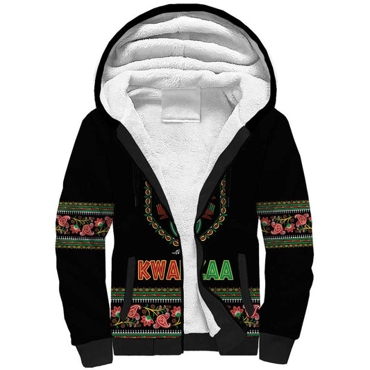 African-American Kwanzaa Dashiki Mix Paisley Pattern Sherpa Hoodie