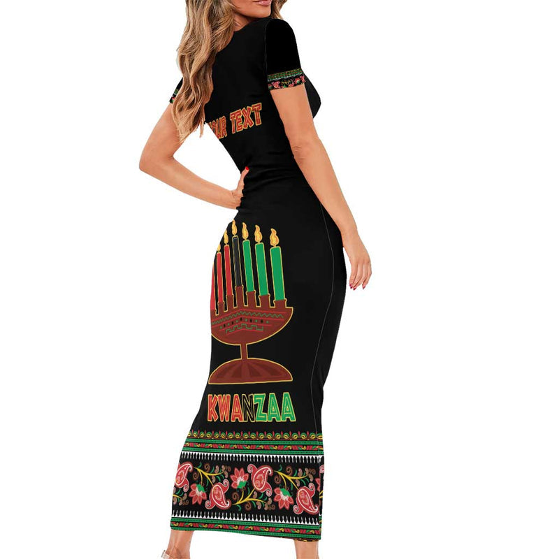 African-american Kwanzaa Dashiki Mix Paisley Pattern Short Sleeve Bodycon Dress