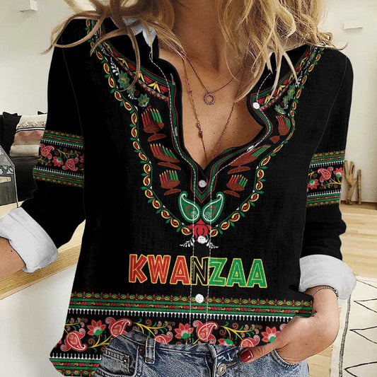 African-American Kwanzaa Dashiki Mix Paisley Pattern Women Casual Shirt