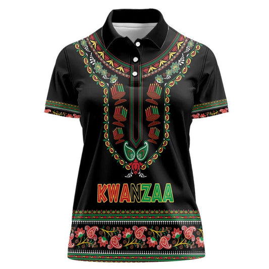 African-American Kwanzaa Dashiki Mix Paisley Pattern Women Polo Shirt