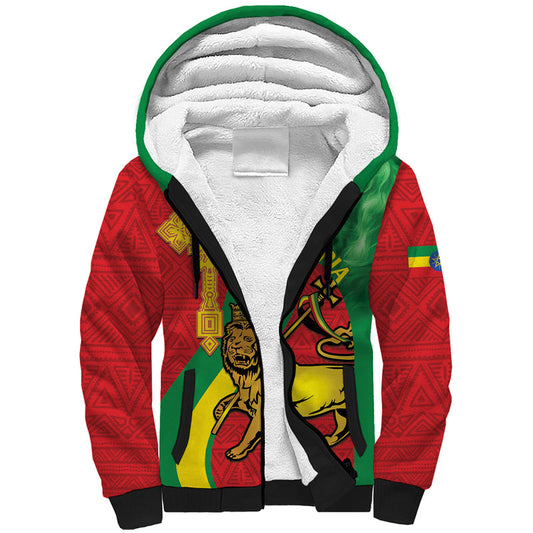 Ethiopia National Day Ethiopia Lion of Judah African Pattern Sherpa Hoodie