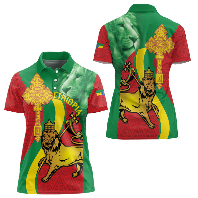 Ethiopia National Day Ethiopia Lion of Judah African Pattern Women Polo Shirt