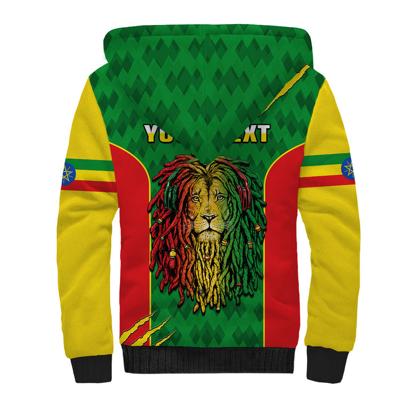 Ethiopia Men&#39;s Dreadlock Rasta Lion Headphones Sherpa Hoodie