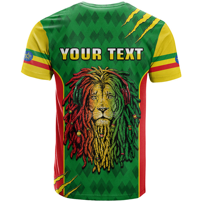 Ethiopia Men&#39;s Dreadlock Rasta Lion Headphones T Shirt