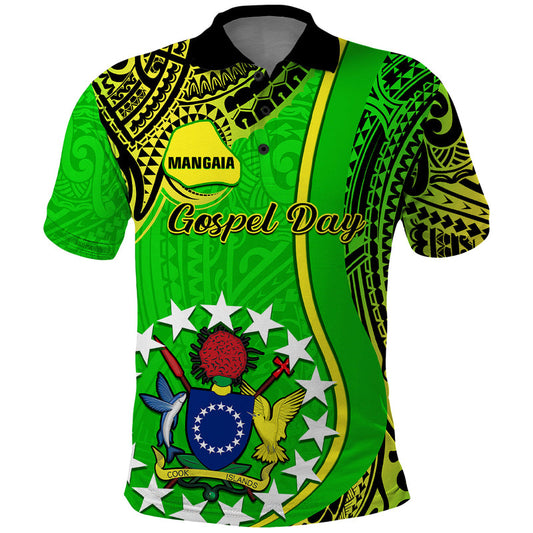 Custom Cook Islands Mangaia Gospel Day Green Version Polo Shirt
