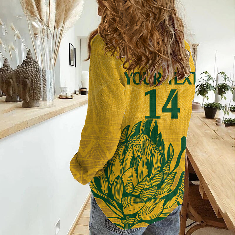 Custom South Africa Cricket 2024 African Pattern Go Proteas Women Casual Shirt