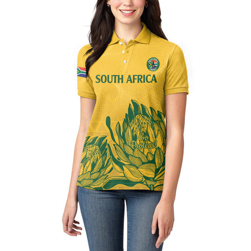 Custom South Africa Cricket 2024 African Pattern Go Proteas Women Polo Shirt