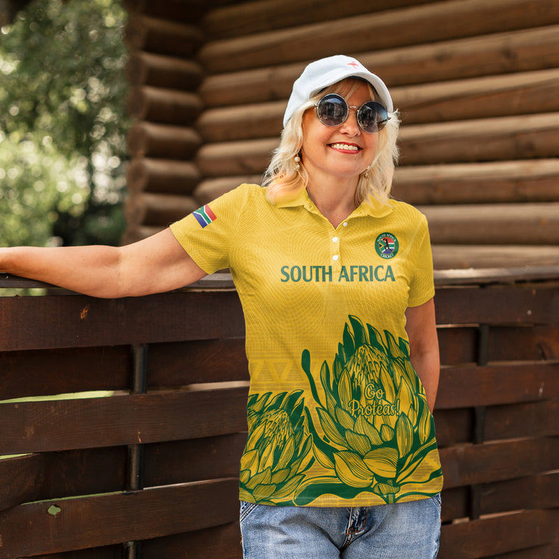 Custom South Africa Cricket 2024 African Pattern Go Proteas Women Polo Shirt