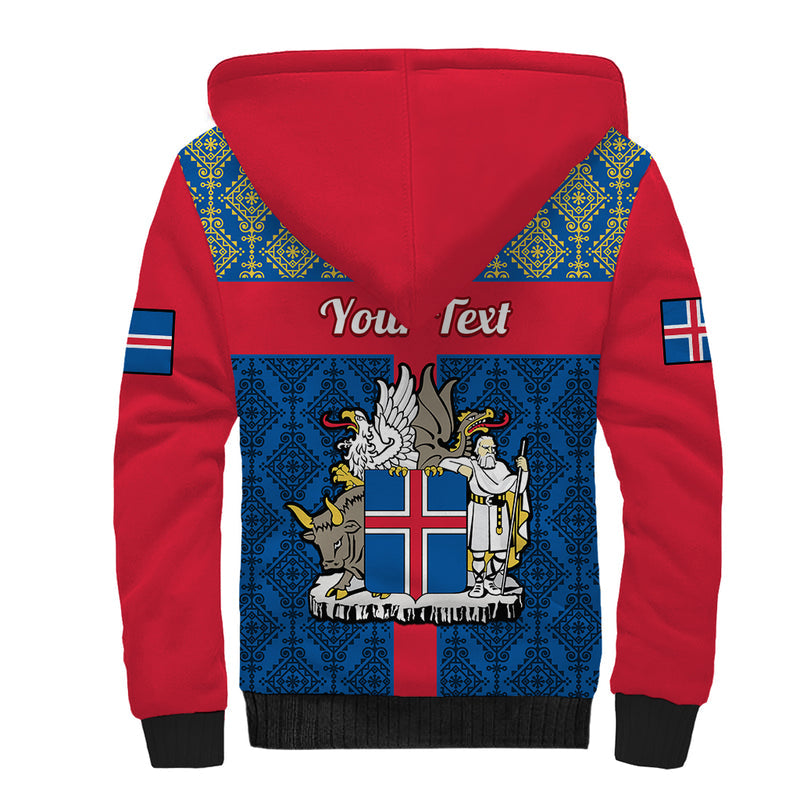 17 June Iceland National Day Icelandic Folk Pattern Sherpa Hoodie