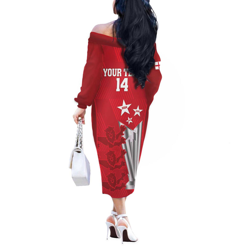 Custom England Cricket 3rd Champions World Cup Proud Off The Shoulder Long Sleeve Dress