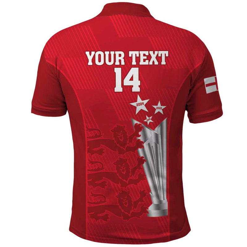 Custom England Cricket 3rd Champions World Cup Proud Polo Shirt