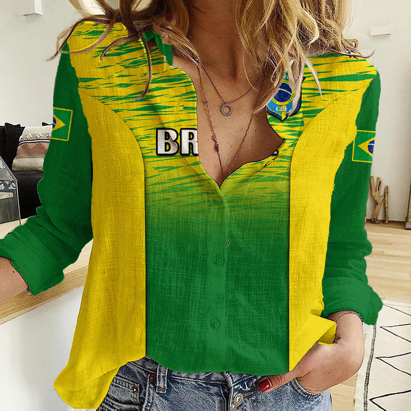 Custom Brazil Football 2023 World Cup Go Selecao Gradient Style Women Casual Shirt