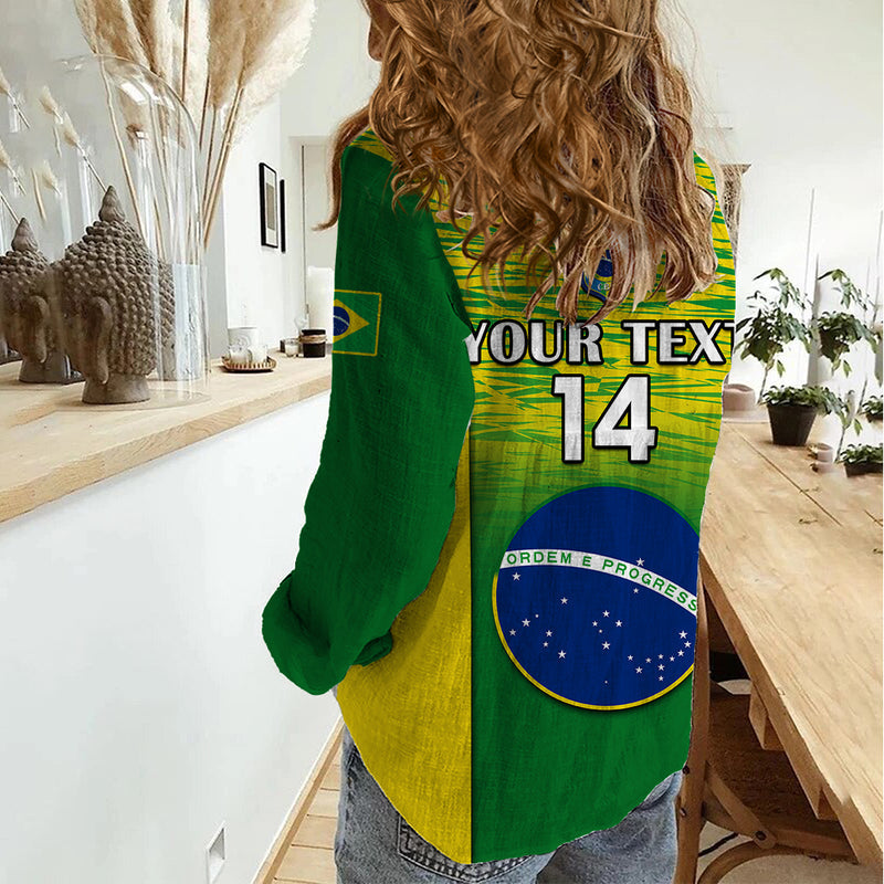 Custom Brazil Football 2023 World Cup Go Selecao Gradient Style Women Casual Shirt