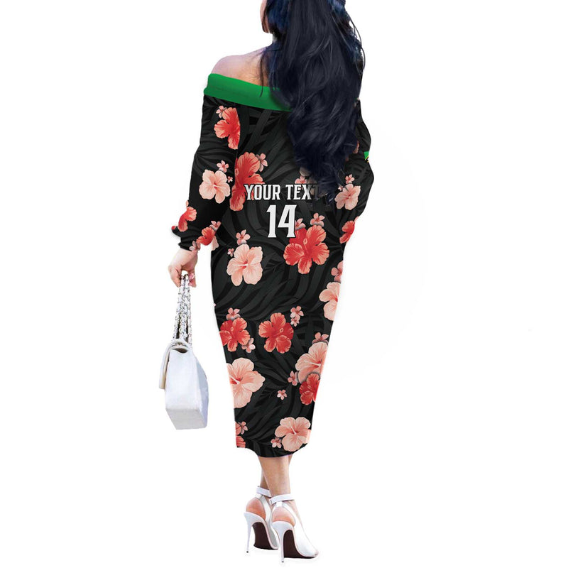Custom Saint Kitts And Nevis Cricket 2025 Go Patriots Tropical Style Off The Shoulder Long Sleeve Dress