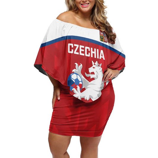 Custom Czech Republic Football Go Czechia - Sporty Style Off Shoulder Short Dress