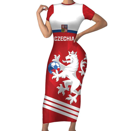 Custom Czech Republic Football Go Czechia - Sporty Style Short Sleeve Bodycon Dress