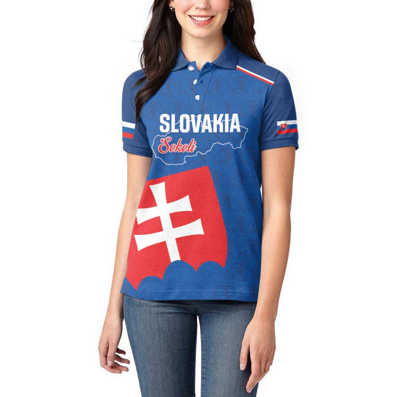 Custom Slovakia Football Come On Sokoli Falcon Pattern Women Polo Shirt