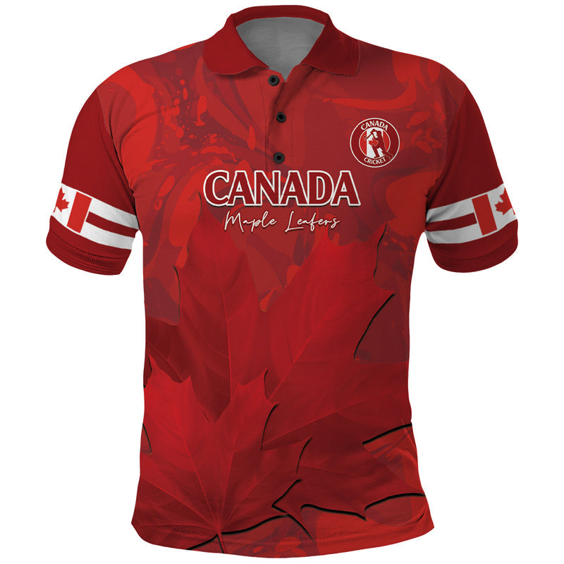 Custom Canada Cricket 2024 Maple Leaf Go Champions Polo Shirt