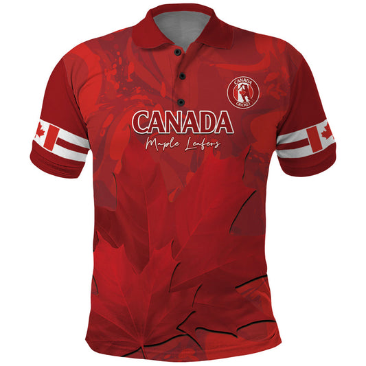 Custom Canada Cricket 2024 Maple Leaf Go Champions Polo Shirt