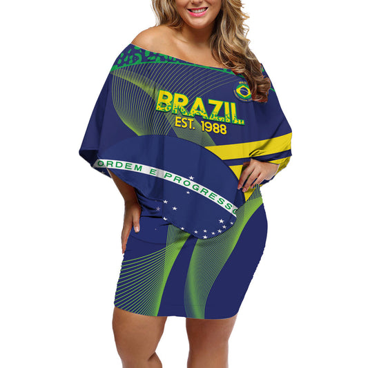 Custom Brazil Football Summer 2024 Go Champions Selecao Off Shoulder Short Dress