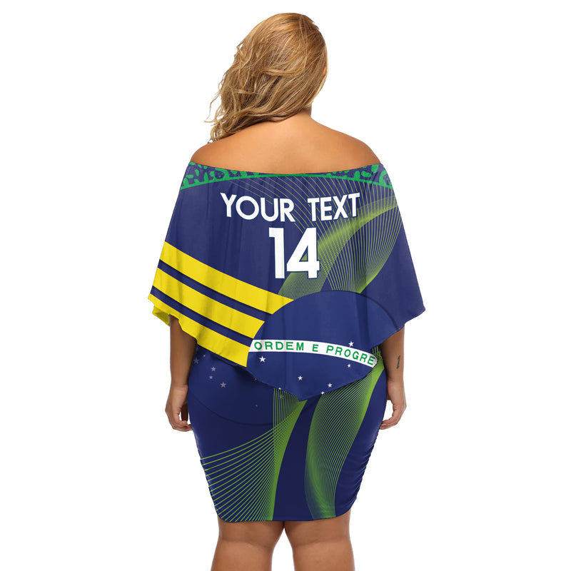 Custom Brazil Football Summer 2024 Go Champions Selecao Off Shoulder Short Dress