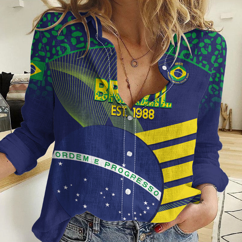 Custom Brazil Football Summer 2024 Go Champions Selecao Women Casual Shirt