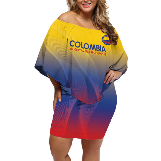 Custom Colombia Football Summer 2024 Las Chicas Superpoderosas Off Shoulder Short Dress