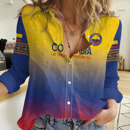 Custom Colombia Football Summer 2024 Las Chicas Superpoderosas Women Casual Shirt