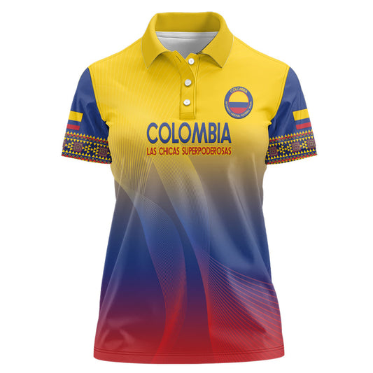 Custom Colombia Football Summer 2024 Las Chicas Superpoderosas Women Polo Shirt