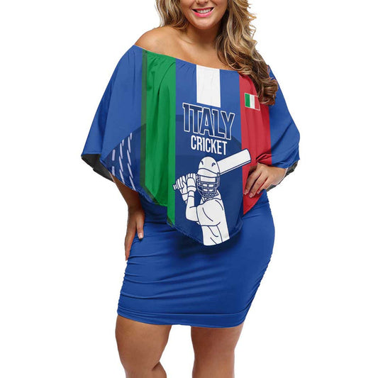Custom Italy Cricket Go Gli Azzurri Off Shoulder Short Dress