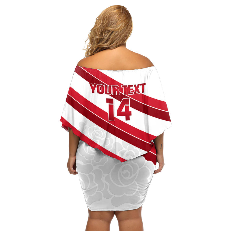 Custom England Rugby 2024 Go Champions Red Rose Sporty Version Off Shoulder Short Dress