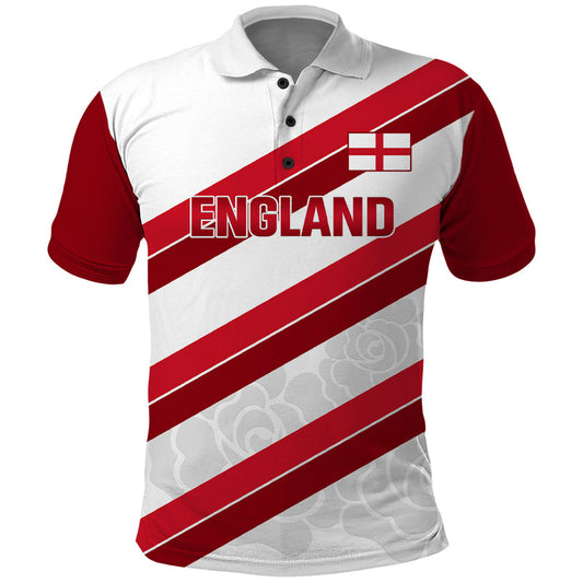 Custom England Rugby 2024 Go Champions Red Rose Sporty Version Polo Shirt
