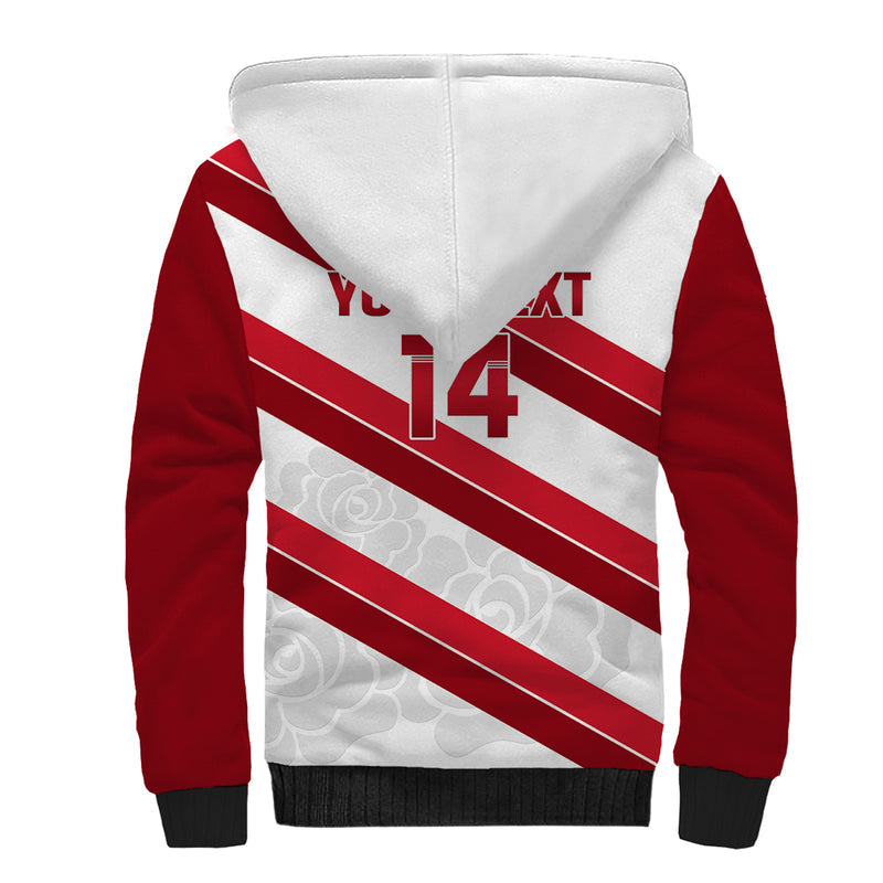 Custom England Rugby 2024 Go Champions Red Rose Sporty Version Sherpa Hoodie