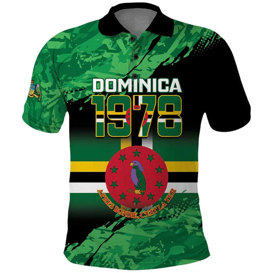 Custom Dominica 1978 Dominik Independence Anniversary Grunge Style Polo Shirt
