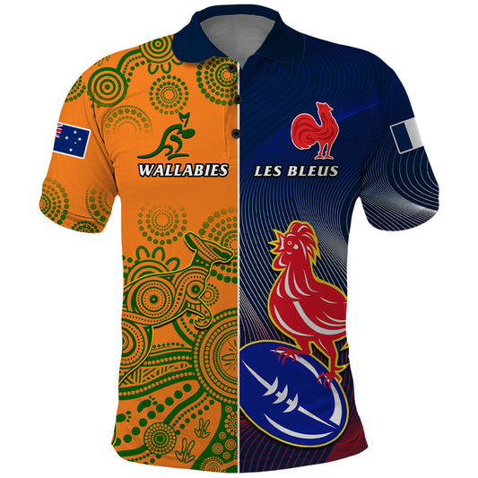 Custom France And Australia Rugby 2023 World Cup Le Bleus Wallabies Together Polo Shirt