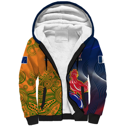 Custom France And Australia Rugby 2023 World Cup Le Bleus Wallabies Together Sherpa Hoodie