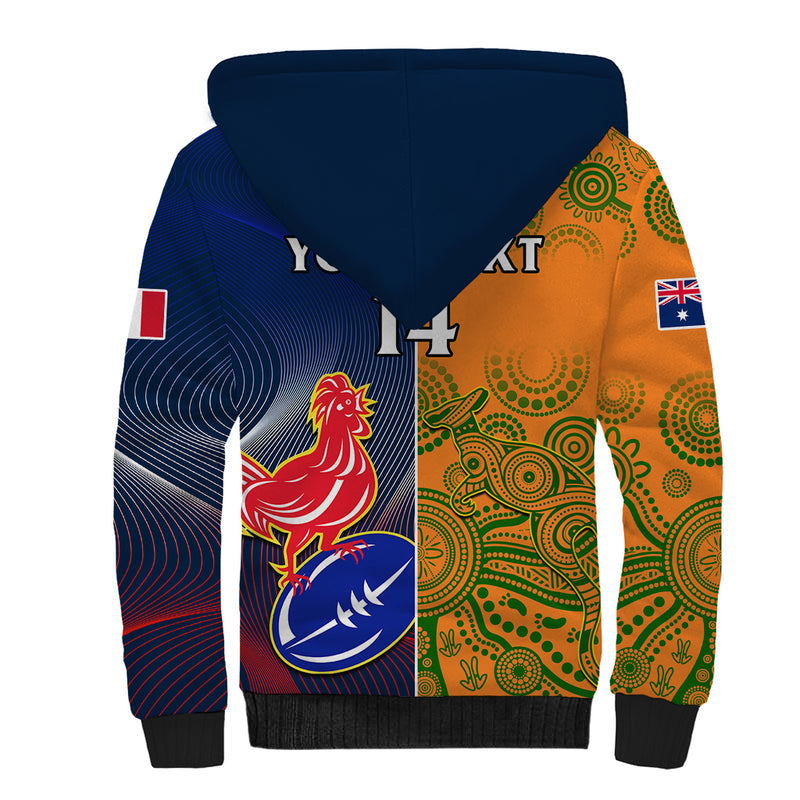 Custom France And Australia Rugby 2023 World Cup Le Bleus Wallabies Together Sherpa Hoodie