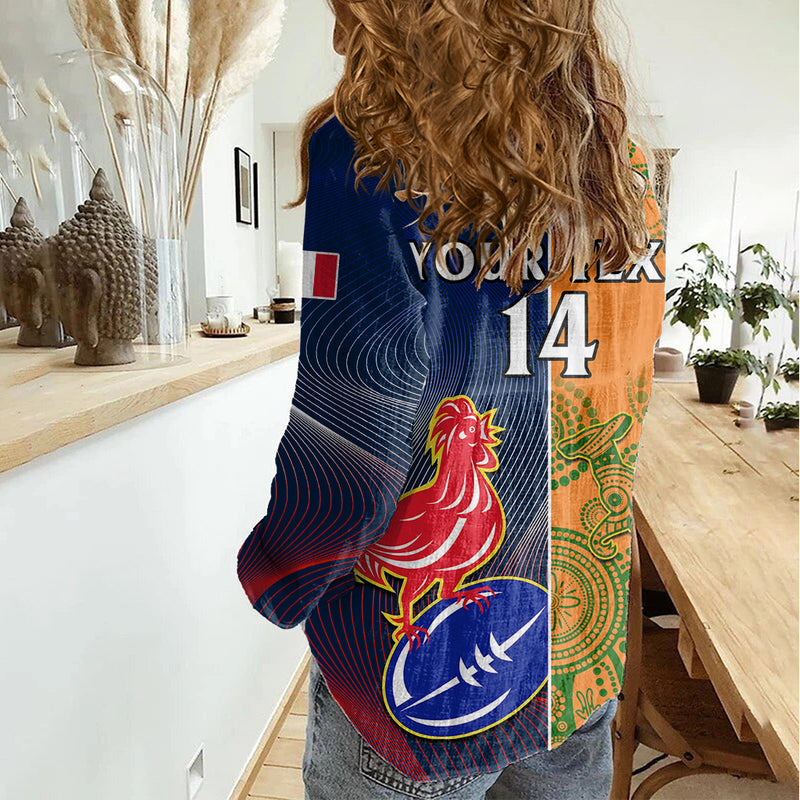 Custom France And Australia Rugby 2023 World Cup Le Bleus Wallabies Together Women Casual Shirt