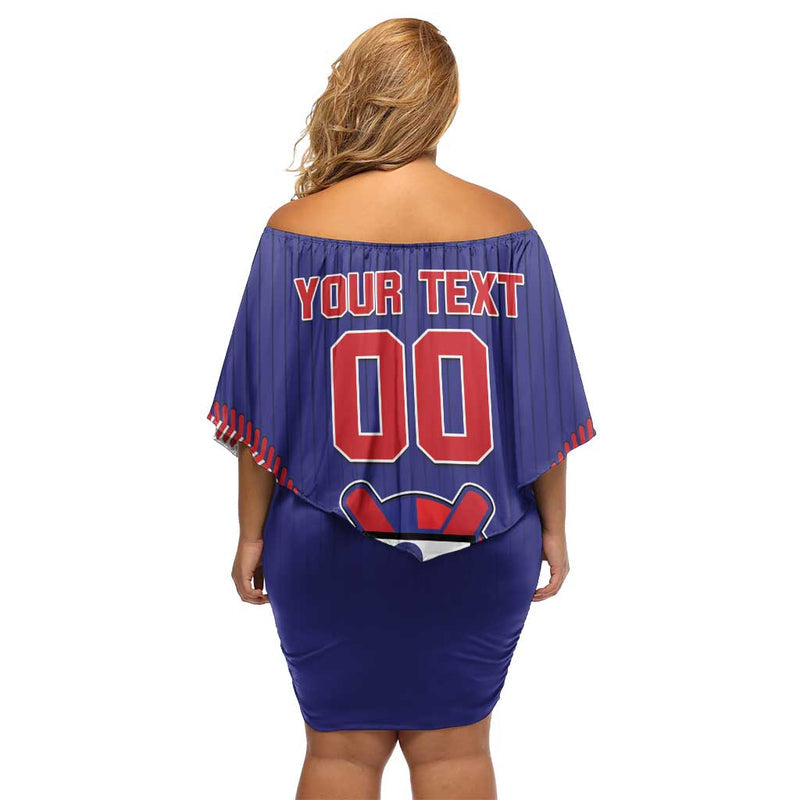 Custom Chinese Taipei Go Taiwanese - Baseball Style Off Shoulder Short Dress