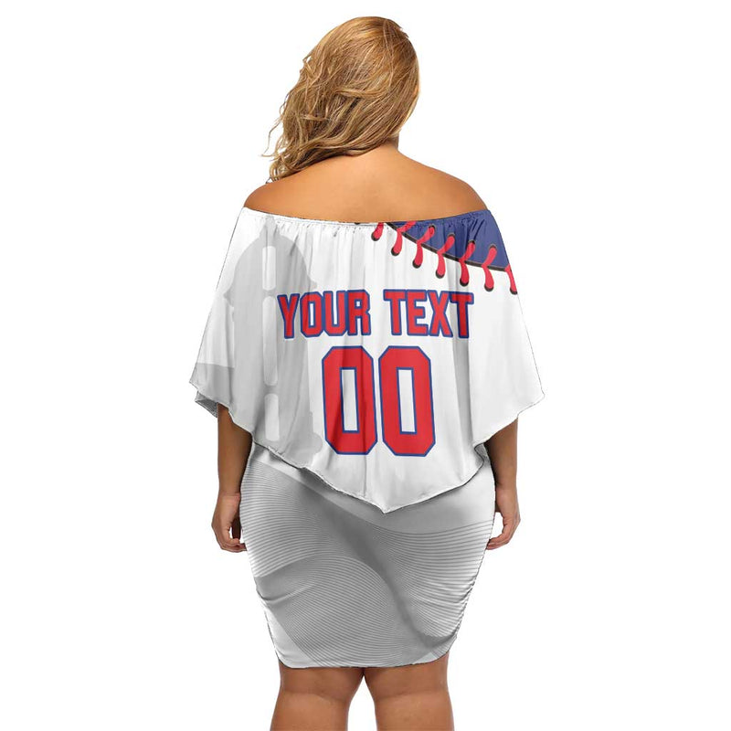 Custom Baseball Puerto Rico Coqui Mascot - Dynamic Style Off Shoulder Short Dress