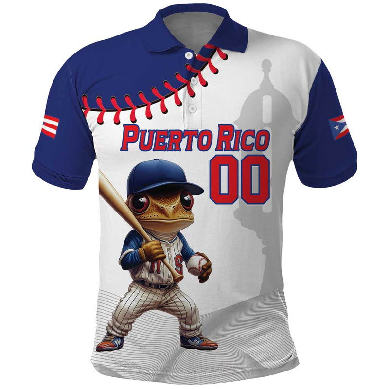 Custom Baseball Puerto Rico Coqui Mascot - Dynamic Style Polo Shirt